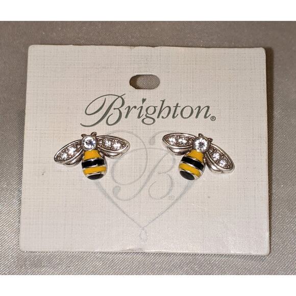 Brighton Bee Happy Mini Post Earrings Enameled Bumblebees w/ Crystals 5/8" EUC - Picture 1 of 4